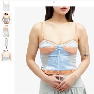 Danielle Guizio Women's Seely Corset Top in Powder Blue Peach Size S Small